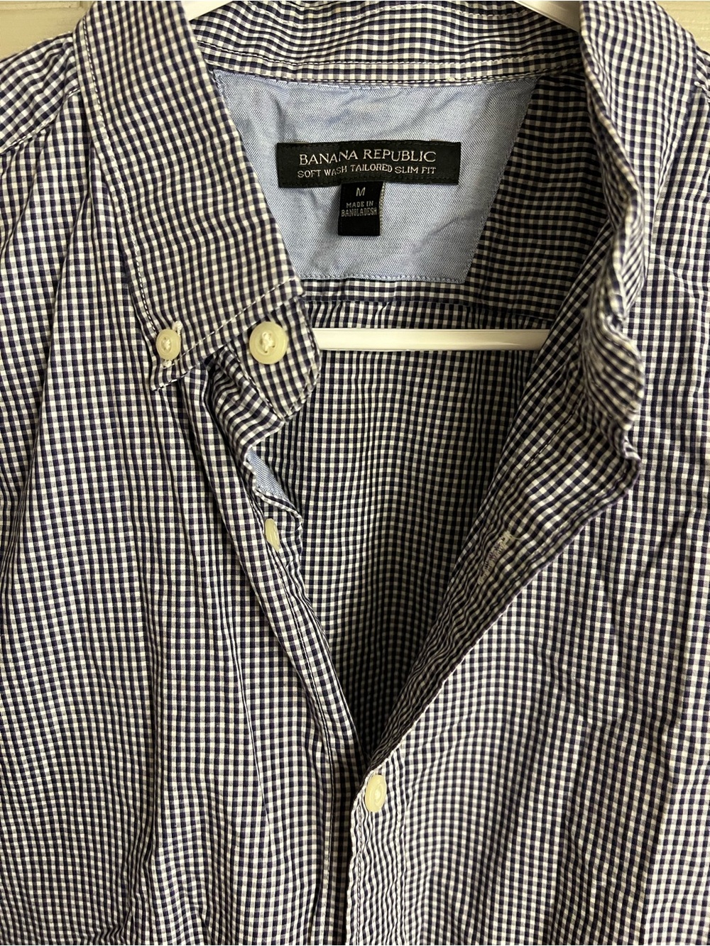 Banana Republic black and White Gingham check Button-Down Shirt